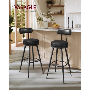 Set 2 buc. Scaune de bar Vasagle Negru 54x54x91 cm