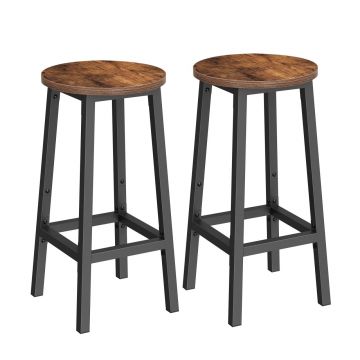 Set 2 scaune de bar, Barnet, Vasagle, Negru, 32x32x65 cm