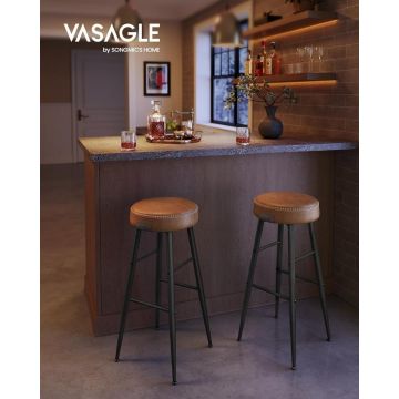 Set 2 scaune de bar Model Emberly, Coniac/Negru, 51.6x51.6x75 cm
