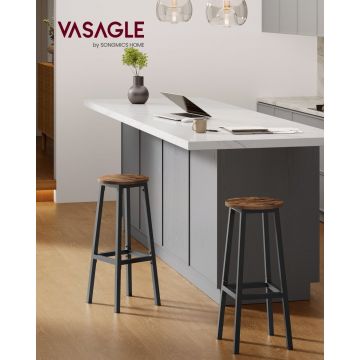 Set 2 scaune de bar, Pietro, Maro, 32.5x32.5x74 cm