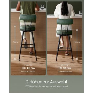 Set 2 scaune de bar Vasagle Verde 56x56x101.5 cm