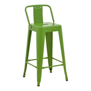 Taburet cu spatar de inaltime medie Utopia din metal, verde, 42x42x86 cm