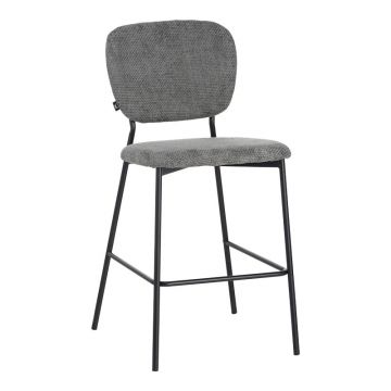 Taburet de bar cu functie reglabila, Bouclé Gri Închis, Negre, 48x54x100 cm