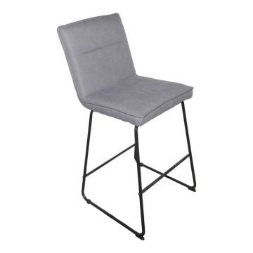 Taburet Essential gri din stofa metal, negru, 53x64x107 cm