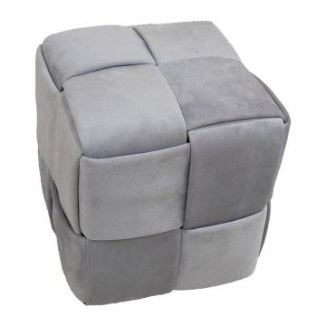 Taburet Jisko catifea, 38x38x40 cm - Gri