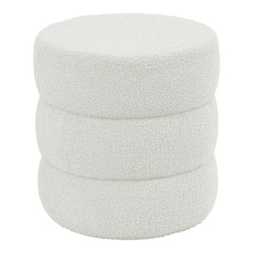 Taburet Kioto teddy, Maro - Alb, 40x40 cm - Alb