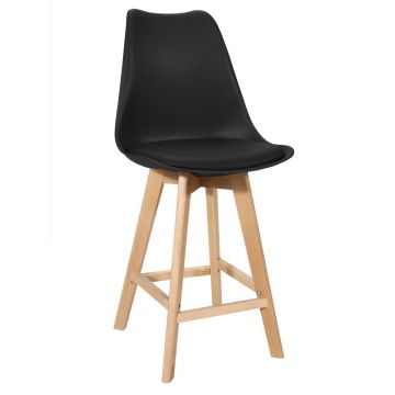 Taburetul Bar Gaston alb pp-pu  lemn Natural 56x48x104cm - Negru
